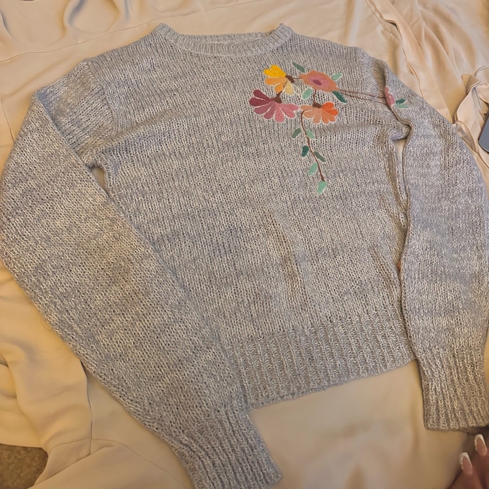 Flower Print Knitted Sweater